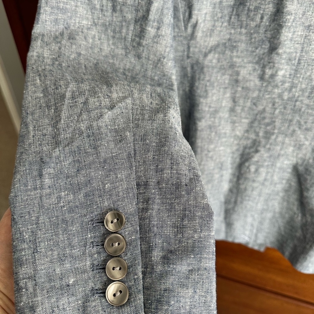 Ann Taylor blue Chambray double breasted Blazer - Picture 4 of 5